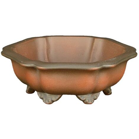 Vaso per bonsai esagonale in gres 10x10x3 cm - SM166