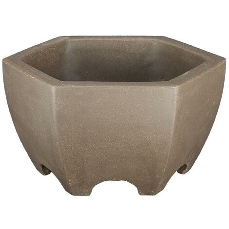 Vaso per bonsai esagonale in gres 16x16x9 cm - 2881