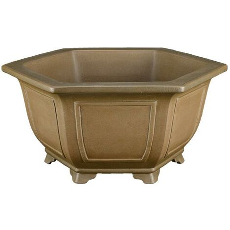 Vaso per bonsai esagonale in gres 18,5x18,5x10 cm - SM070d