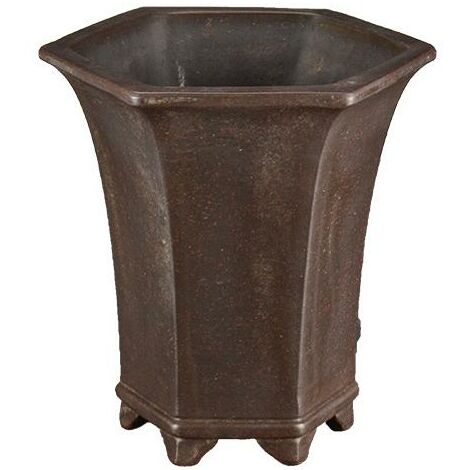 Vaso per bonsai esagonale (stile a cascata) in gres 13,5x13,5x16 cm - B129