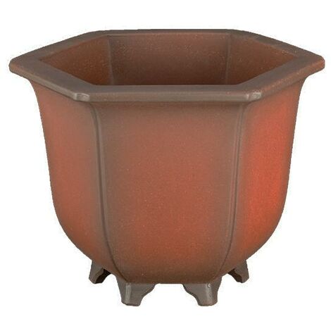 Vaso per bonsai esagonale (stile a cascata) in gres 16x16x15 cm - B145