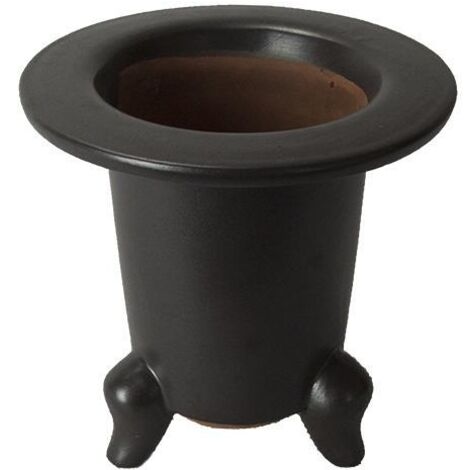 Vaso per bonsai Giapponese Morrisan rotondo in gres smaltato nero 8x8x11 cm - B10-2
