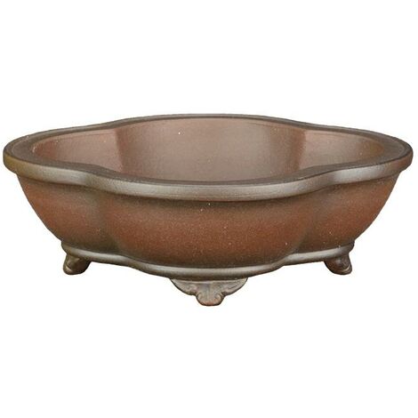 Vaso per bonsai ovale (forma mokko) in gres 12,5x10,5x3,5 cm - SM176b