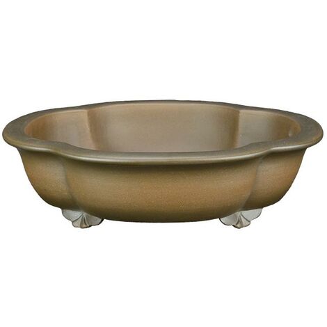 Vaso per bonsai ovale (forma mokko) in gres 31,5x28,5x6,5 cm - SM001c