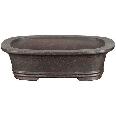 Vaso per bonsai ovale in gres 19x12x5 cm - B116b