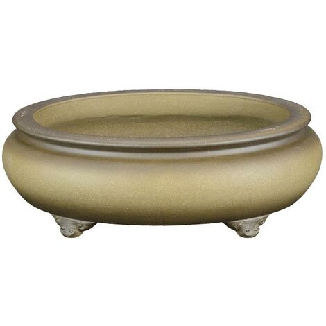 Vaso per bonsai ovale in gres 24,5x19x7 cm - SM029