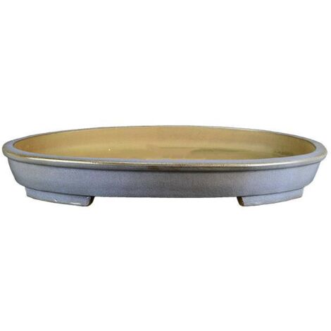 Vaso per bonsai ovale in gres smaltato azzurro 53x39x6 cm - TYG100c