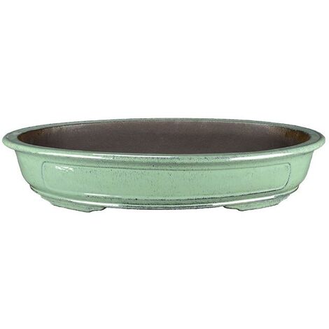 Vaso per bonsai ovale in gres smaltato verde smeraldo 94x54x12,5 cm - LM009a