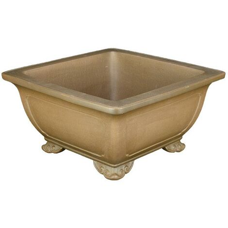 Vaso per bonsai quadrato in gres 32x32x16 cm - SM065a