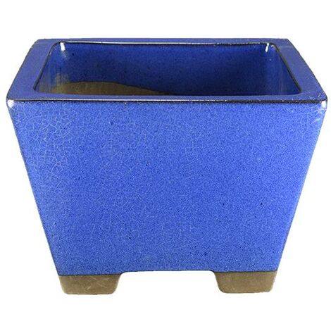 Vaso per bonsai quadrato in gres smaltato blu 24,5x24,5x17,5 cm - 2847a