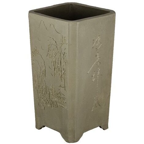 Vaso per bonsai quadrato (stile a cascata) in gres 10,5x10,5x21,5 cm - 2880a