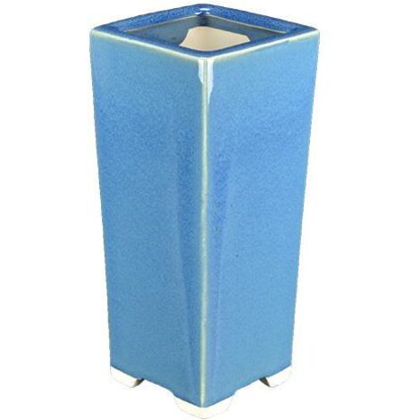 Vaso per bonsai quadrato (stile a cascata) in gres smaltato azzurro 7,5x7,5x20,5 cm - YM11A