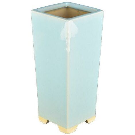 Vaso per bonsai quadrato (stile a cascata) in gres smaltato azzurro turchese 7,5x7,5x20,5 cm - YM10