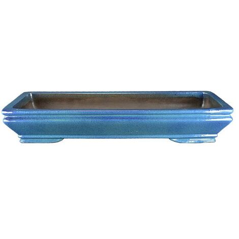 Vaso per bonsai rettangolare in gres smaltato blu 55,5x20x8 cm - TY58
