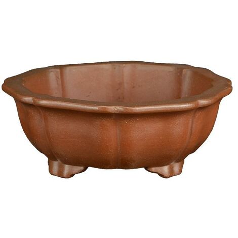 Vaso per bonsai rotondo (forma a fior di loto) in gres 11x11x3,5 cm - SM134