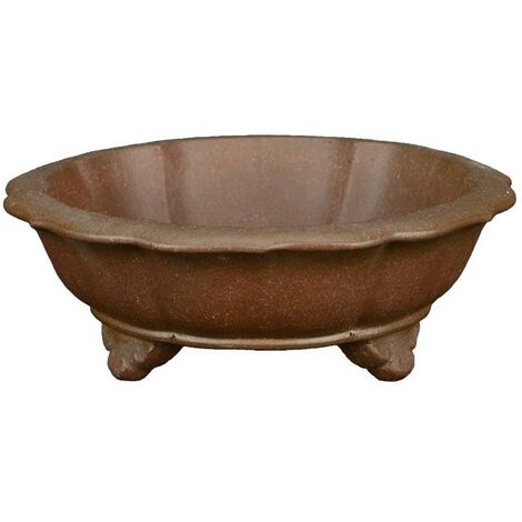 Vaso per bonsai rotondo (forma a fior di loto) in gres 9x9x2,5 cm - SM102