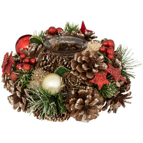 Vaso per candele in agrifoglio naturale e stelle - Feeric lights & christmas