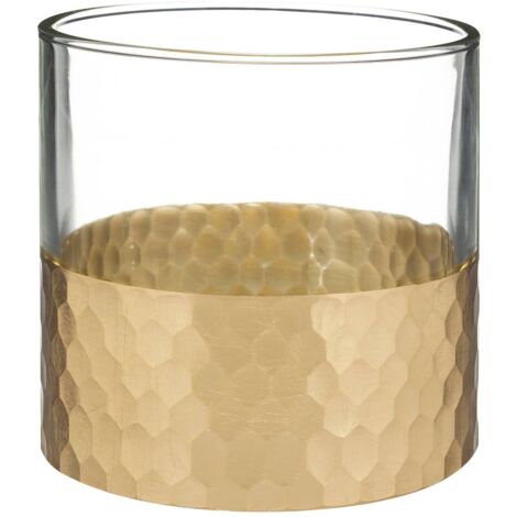 Vaso per candele in metallo da 8 cm in vetro sfaccettato - Feeric lights & christmas