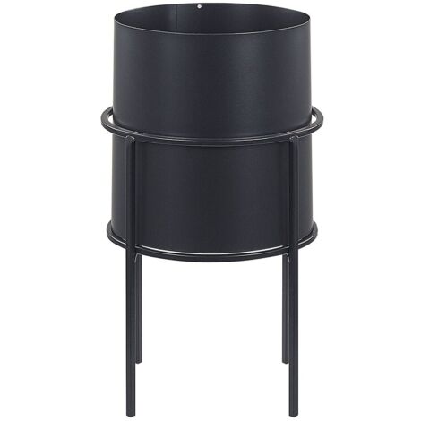 Vaso per Fiori Moderno con Piedistallo 15 x 15 x 28 cm in Metallo Nero Milea