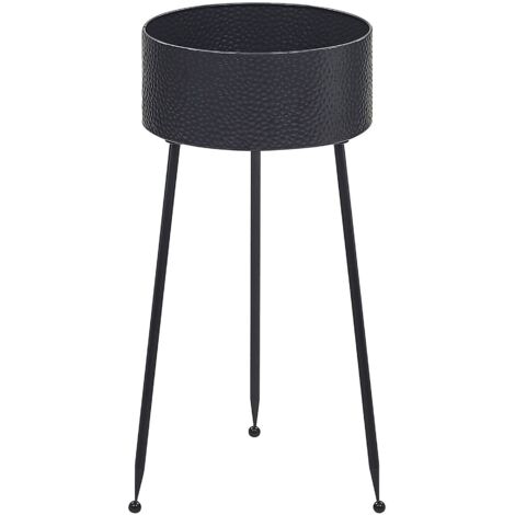 Vaso per Fiori Moderno con Piedistallo 29 x 26 x 50 cm in Metallo Nero Leika