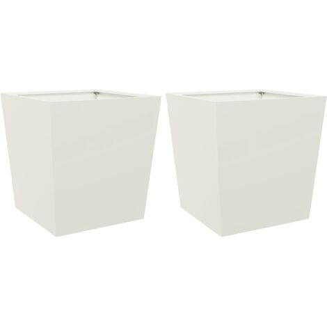 Vaso per fioriera aiuola rialzata piante fiori giardino terrazze set da 2 50 x 50 x 50 cm acciaio bianco 020038989
