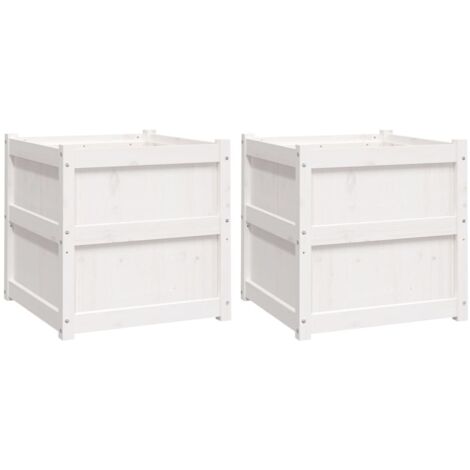 Vaso per fioriera aiuola rialzata piante fiori giardino terrazze set da 2 legno massello di pino bianco 020039037