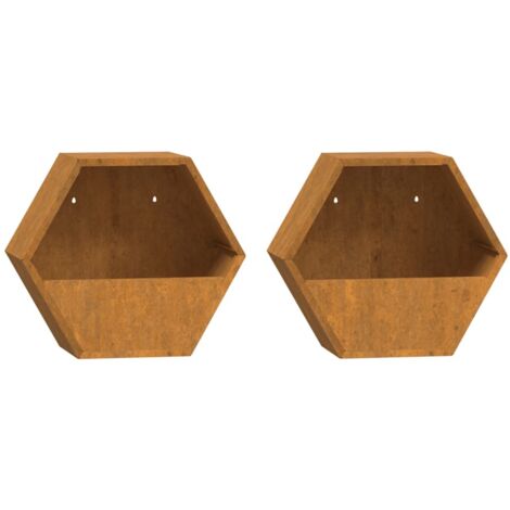Vaso per fioriera aiuola rialzata piante fiori muro giardino terrazze set da 2 Acciaio corten arrugginito 30 x 10 x 25 cm marrone 020039116
