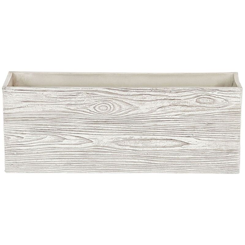 Vaso da Fiori Rettangolare Bianco Effetto Legno Moderno 42 x 13 x 15 cm Paos