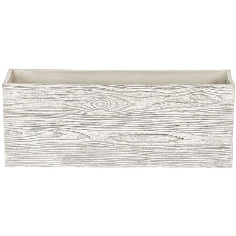 Vaso da Fiori Rettangolare Bianco Effetto Legno Moderno 54 x 17 x 21 cm Paos