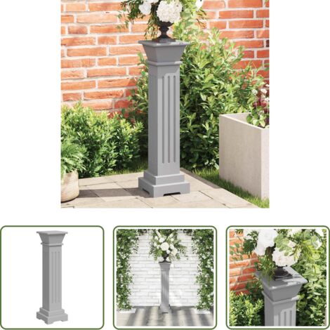 Vaso per piante -  Piedistallo per Piante Quadrato Classico Grigio 17x17x66 cm MDF