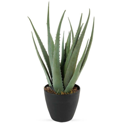 Vaso pianta artificiale Aloe decorativa verde da 45 cm per interno