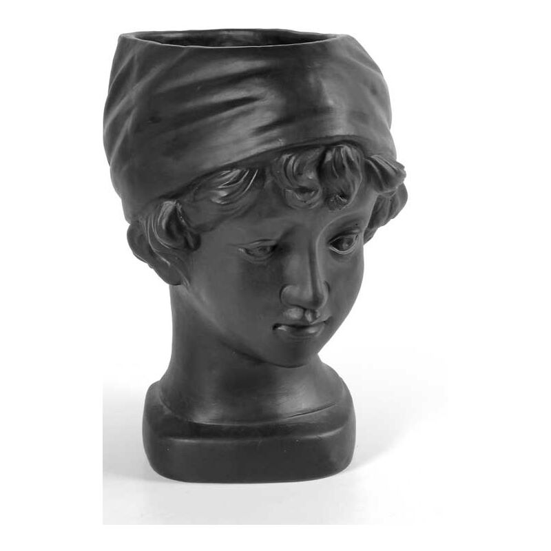 Image of Maury's - vaso porta piante design testa di donna base tonda 25X18X29 cm nero