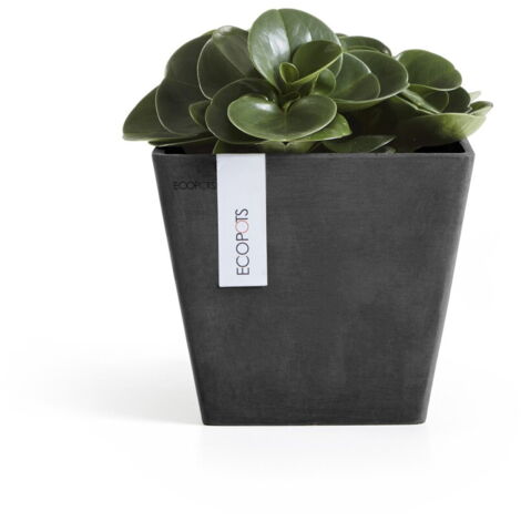 VASO QUADRATO ROTTERDAM NERO 20X20XH17,5CM ECOPOTS