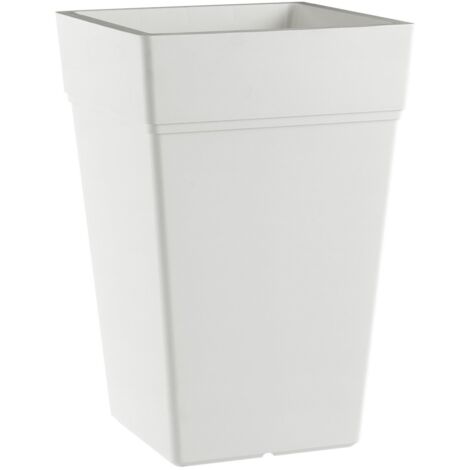 Vaso quadrato ''Stalk Element'' alto in plastica colorato da esterno e giardino per piante e fiori -65 cm / Bianco