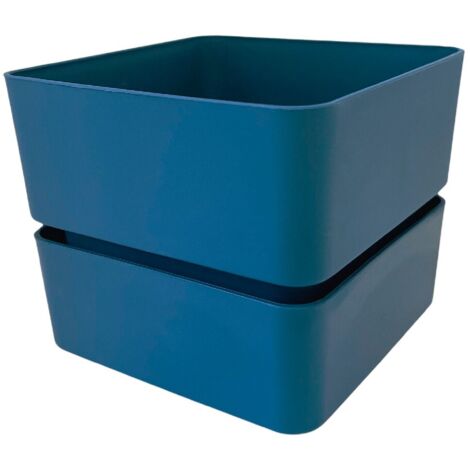 Vaso quadrato "Veleta" in Plastica da esterno e giardino per piante e fiori -12 cm / Blu