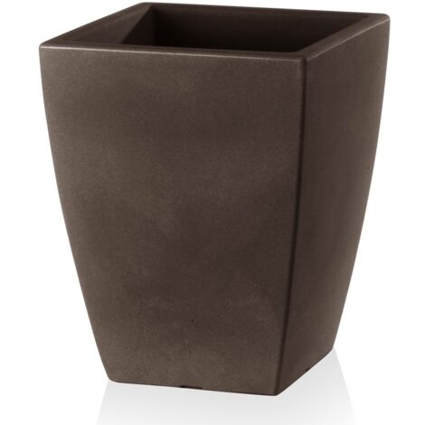 Vaso Quadrato "Veneto Essential" in plastica per fiori e piante da esterno e giardino. -35 cm / Cappuccino