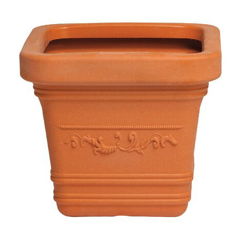 VASO QUADRO FESTONATO PRESTIGE  RESINA TERRACOTTA CM 40X40 H.CM 35