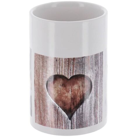 Vaso redondo de dolomita estampado 320 ml - love - Tendance