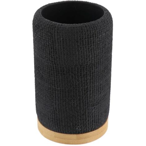 Vaso redondo de poliresina con malla y efecto bambú - negro - Tendance