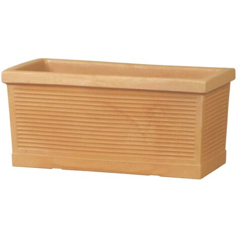 Vaso rettangolare ''Cassetta Millerighe Classic'' in plastica da esterno per fiori e piante. -80 cm / Antracite