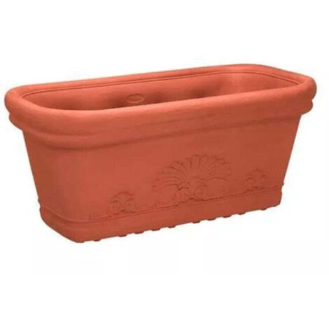 Vaso Rettangolare Festonato In Resina Mod. Flora Colore Impruneta 92x45xh.39cm.