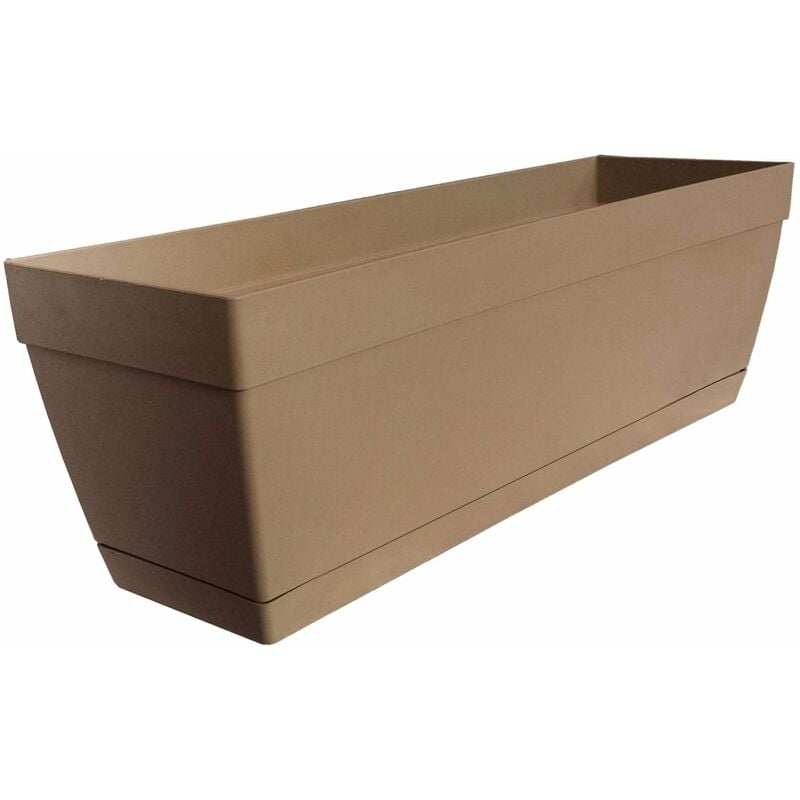 Vaso rettangolare in resina resistente Telcom Atlanta - 30x12xH12 cm. Tan