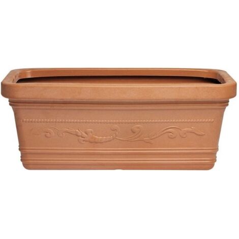 Vaso Rettangolare Resina Festonato Maxi misura 60x32x28H cm color Terracotta