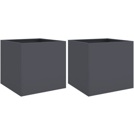 Vaso rialzato per fioriere piante fiori giardino terrazze set da 2 49 x 47 x 46 cm acciaio antracite 020038984