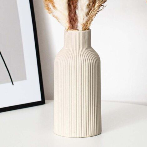 Vaso rotondo in ceramica beige opaco, 20 cm, design moderno in stile bohémien, per decorazione estetica