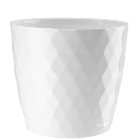Vaso rotondo in plastica bianca, 18 cm, in cristallo