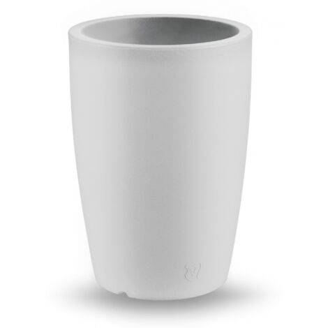 Vaso rotondo in resina "Genesis" h. 40 cm. Bianco