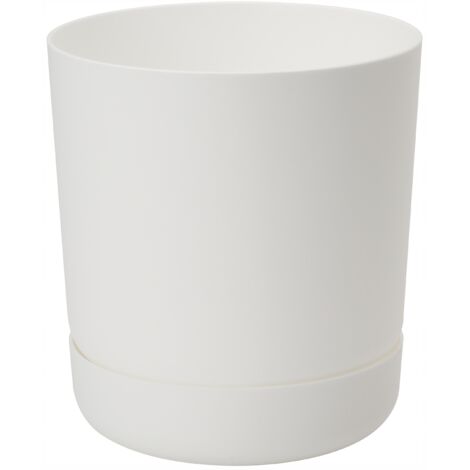 Vaso rotondo Satina 25 con sottovaso  Bianco