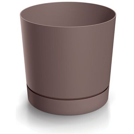 Vaso rotondo Tubo P 150 con sottovaso Marsala