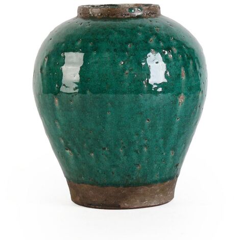 Vaso "Rune" in terracotta per uso interno ed esterno -Verde / Ø 23 cm